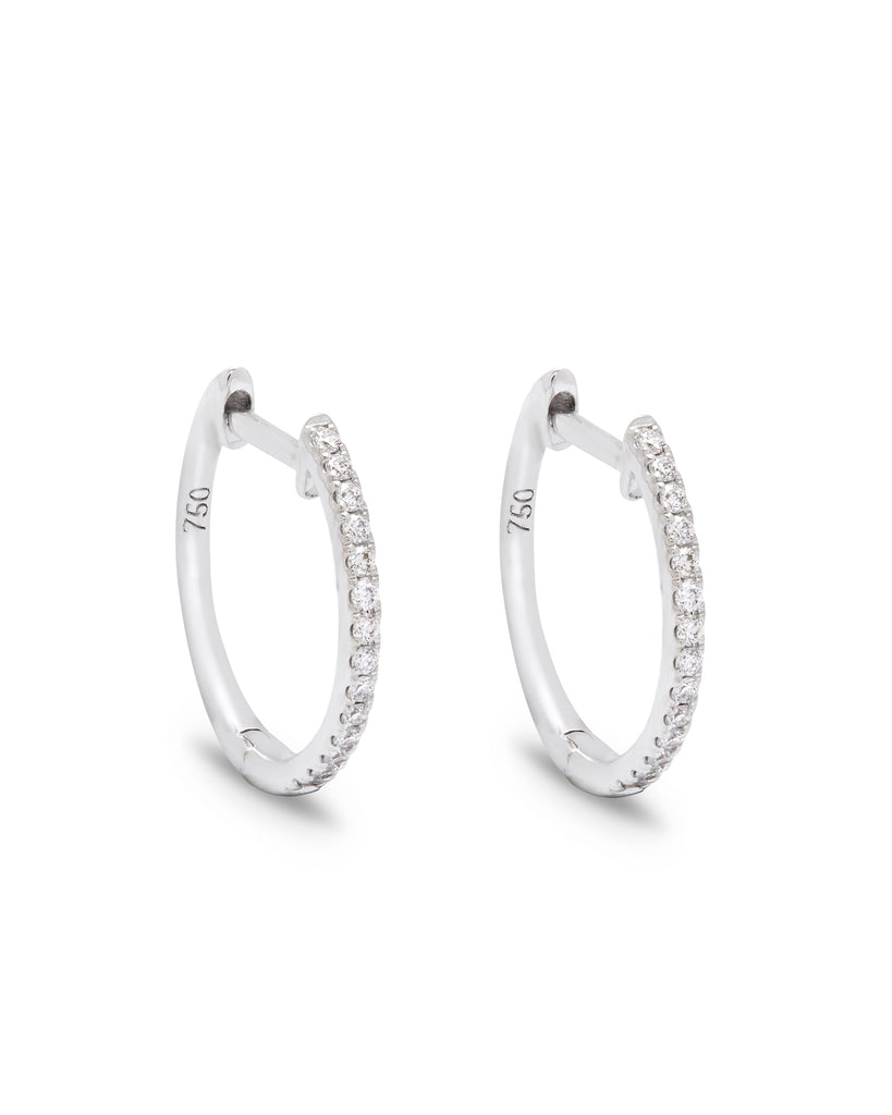 Aura 18ct White Gold Diamond 0.38ct Hoop Earrings