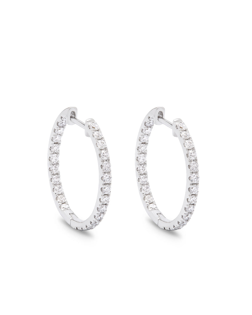 Aura 18ct White Gold Diamond 0.67ct Hoop Earrings