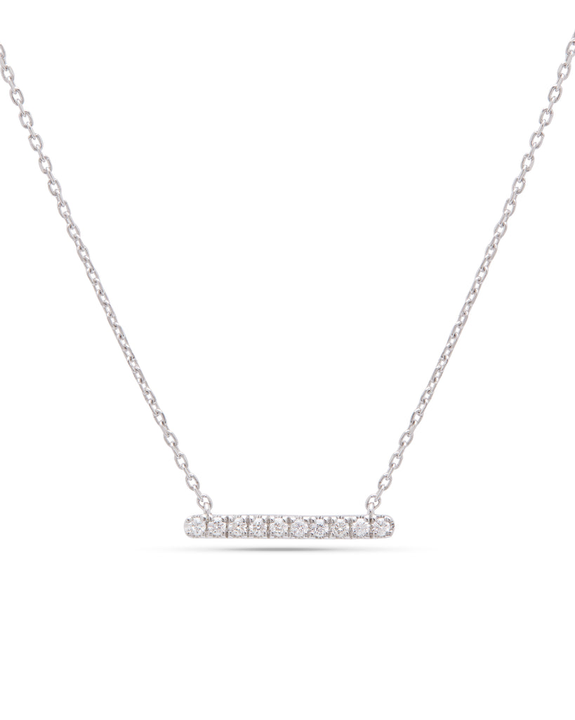 Aura White Gold Diamond 0.11ct Small Bar Pendant