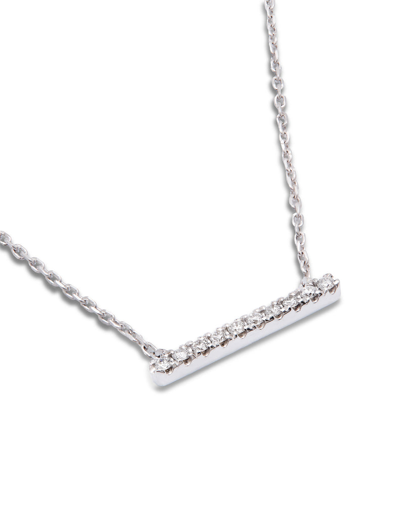 Aura White Gold Diamond Small Bar Pendant 0.11ct