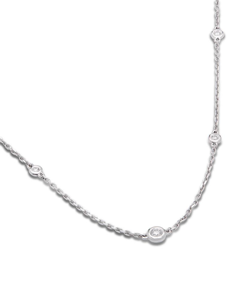 Aura White Gold Long Diamond Necklace 1.10ct 