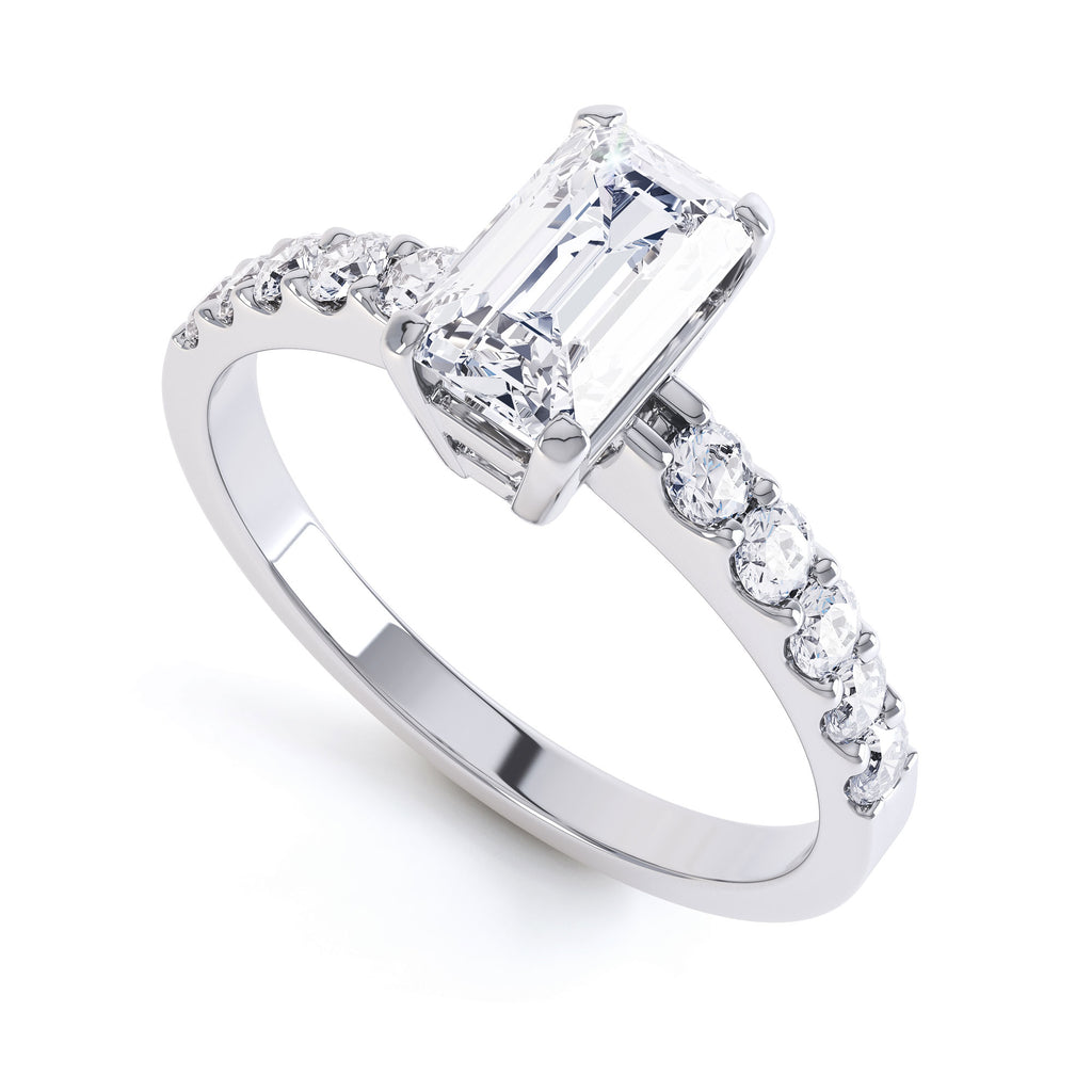 Platinum Emerald Cut Diamond Engagement Ring by Luminary Fine Jewellery, Surrey