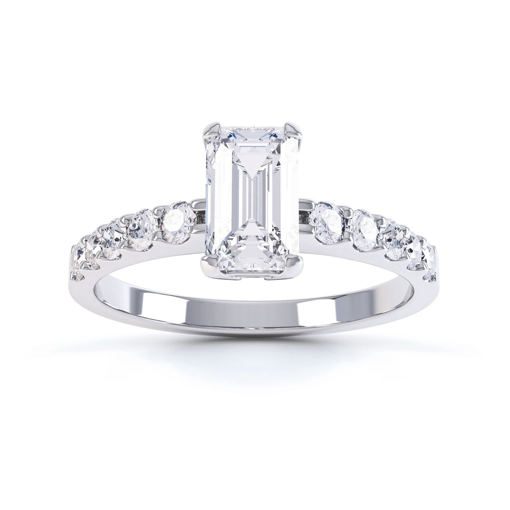 Platinum Emerald Cut Diamond Engagement Ring by Luminary Fine Jewellery, Surrey