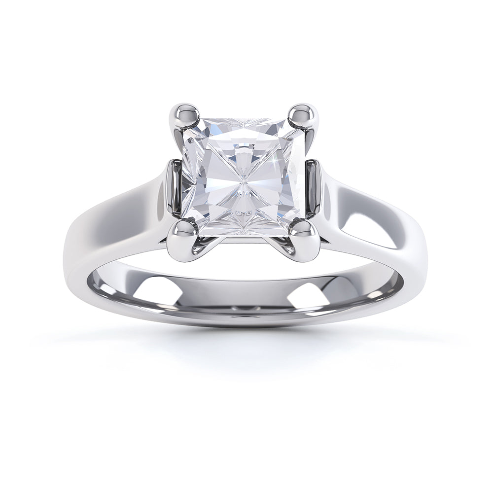 18ct White Gold Diamond Princess Cut Solitaire Engagement Ring by Luminary Fine Jewellery, Surrey