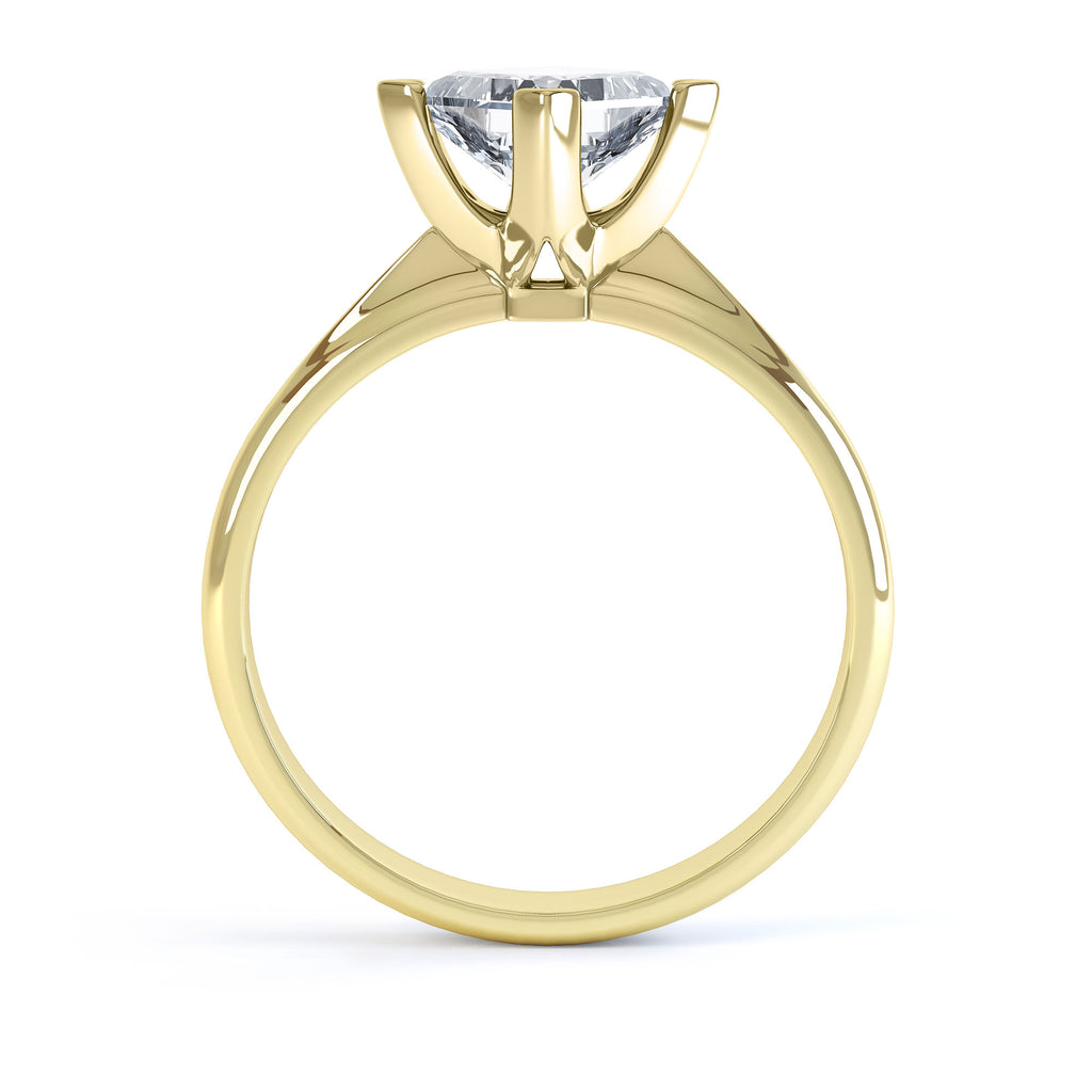 Yellow Gold Princess Cut Solitaire Engagement Ring by Luminary Fine Jewellery, Surrey