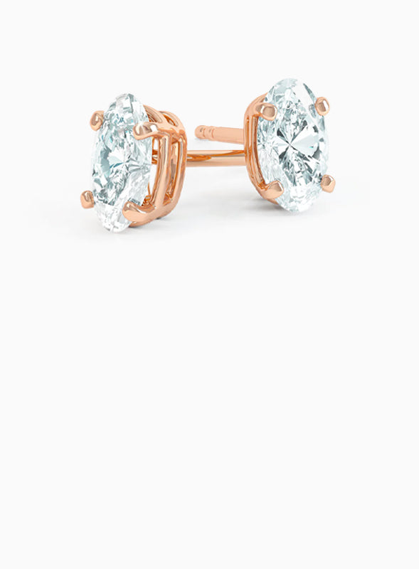 18ct Rose gold Diamond round Brilliant stud earrings 0.80ct