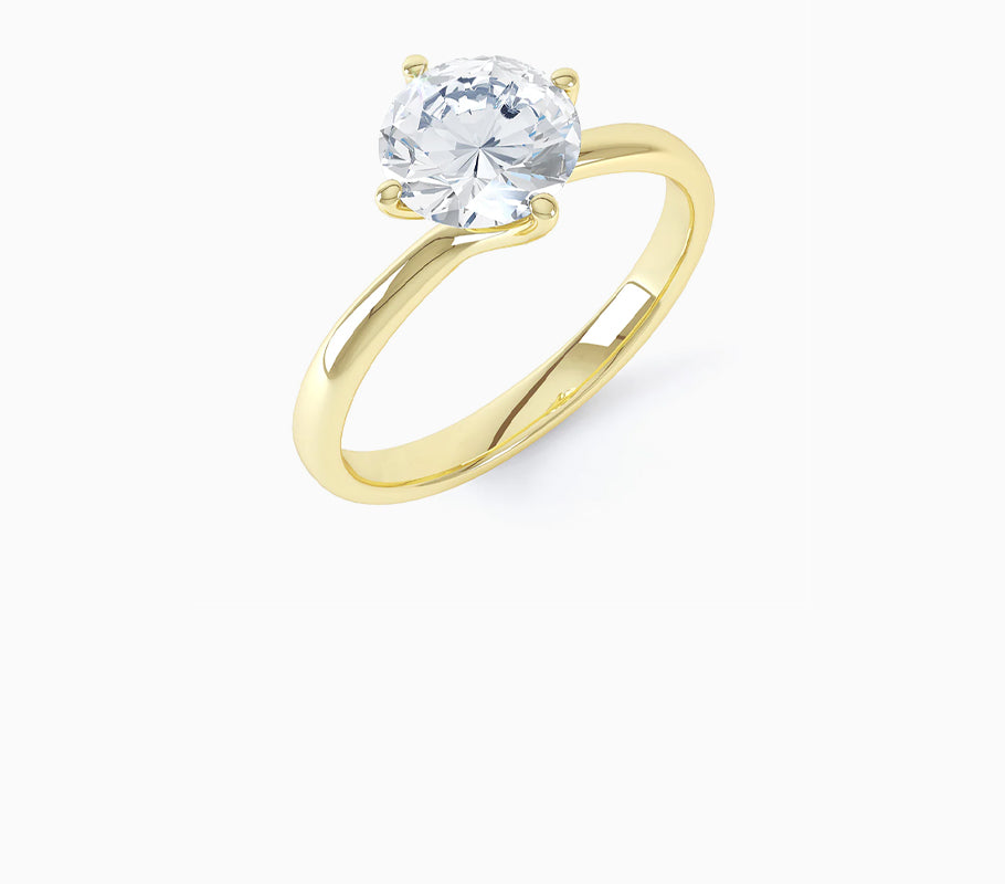 18ct Yellow gold Diamond twist solitaire ring