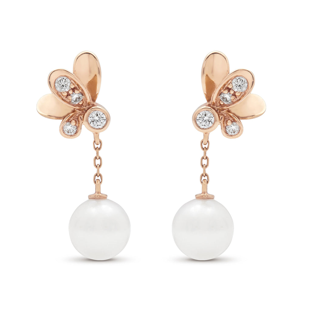 Mikimoto Pearl and Diamond Dandelion Earrings