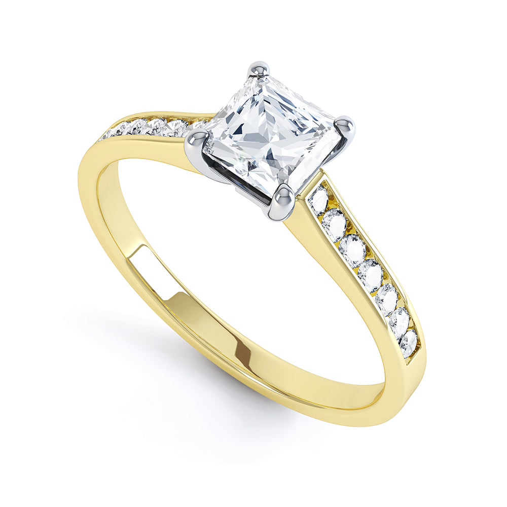 18ct Yellow Gold Princess Cut Diamond Engagement Ring by Luminary Fine Jewellery, Surrey
