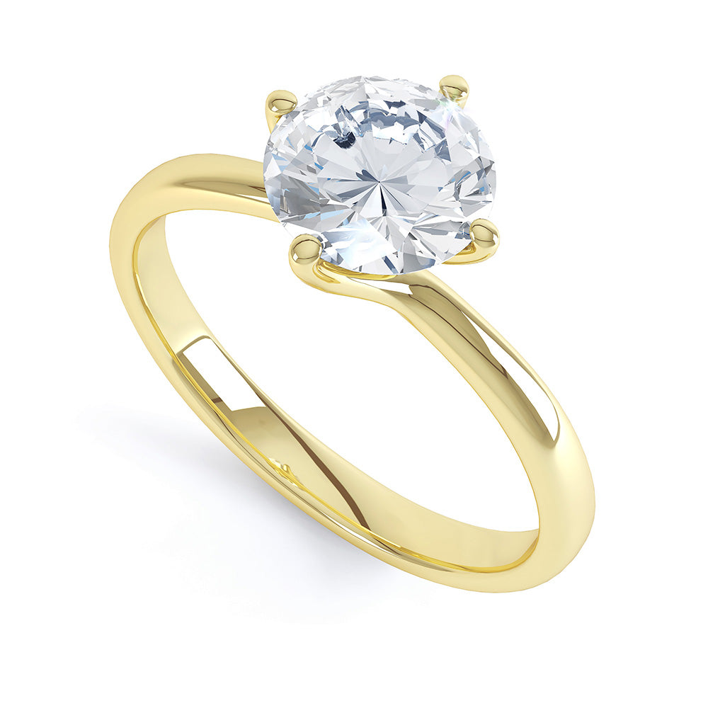 Yellow Gold Diamond Twist Solitaire Engagement Ring by Luminary Fine Jewellery, Surrey