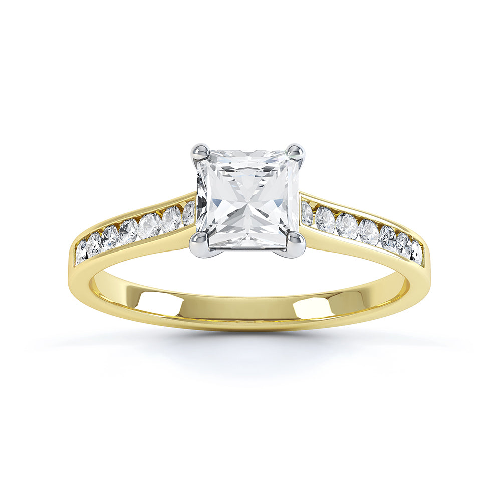 18ct Yellow Gold Princess Cut Diamond Engagement Ring by Luminary Fine Jewellery, Surrey
